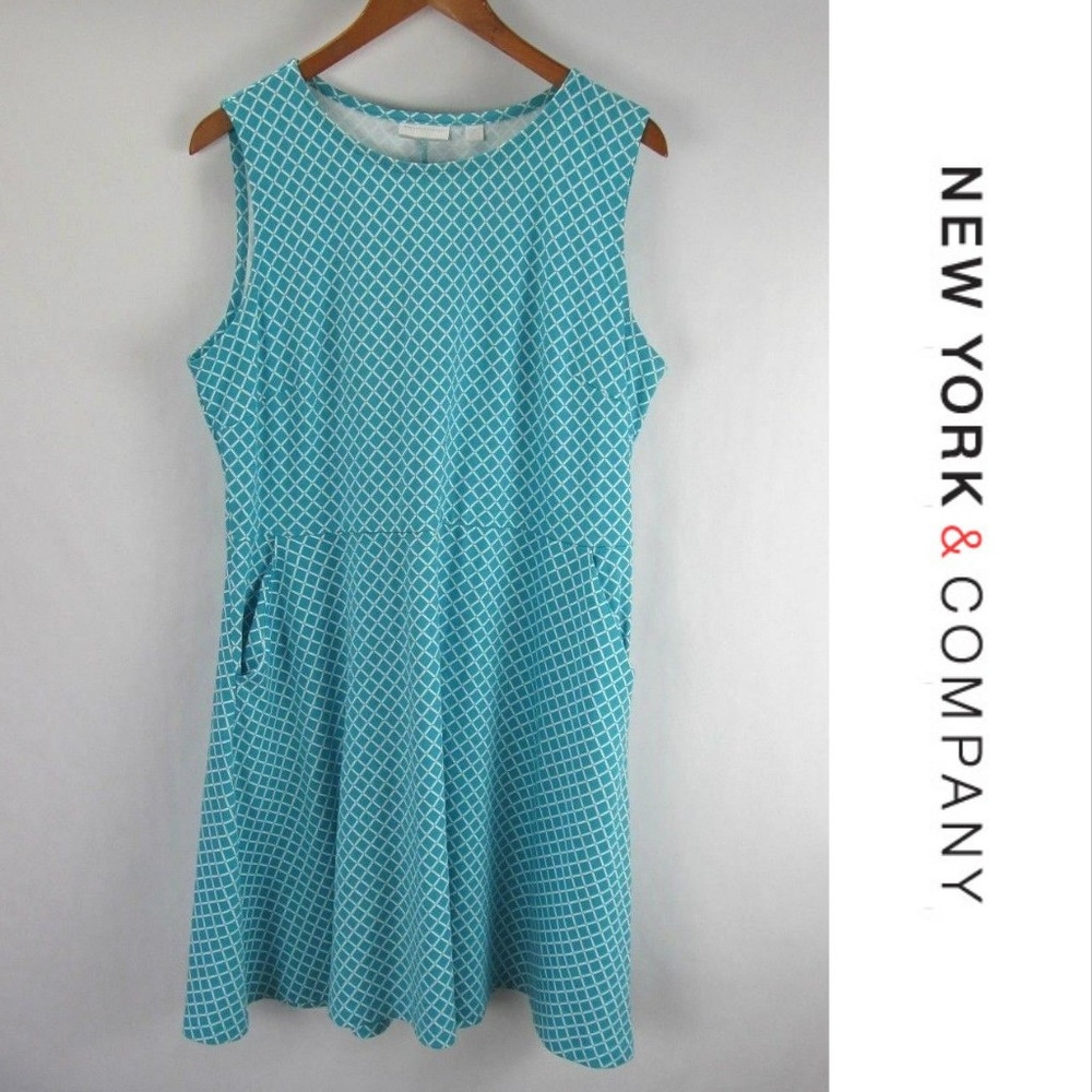 New York & Co Aqua Sleeveless Dress